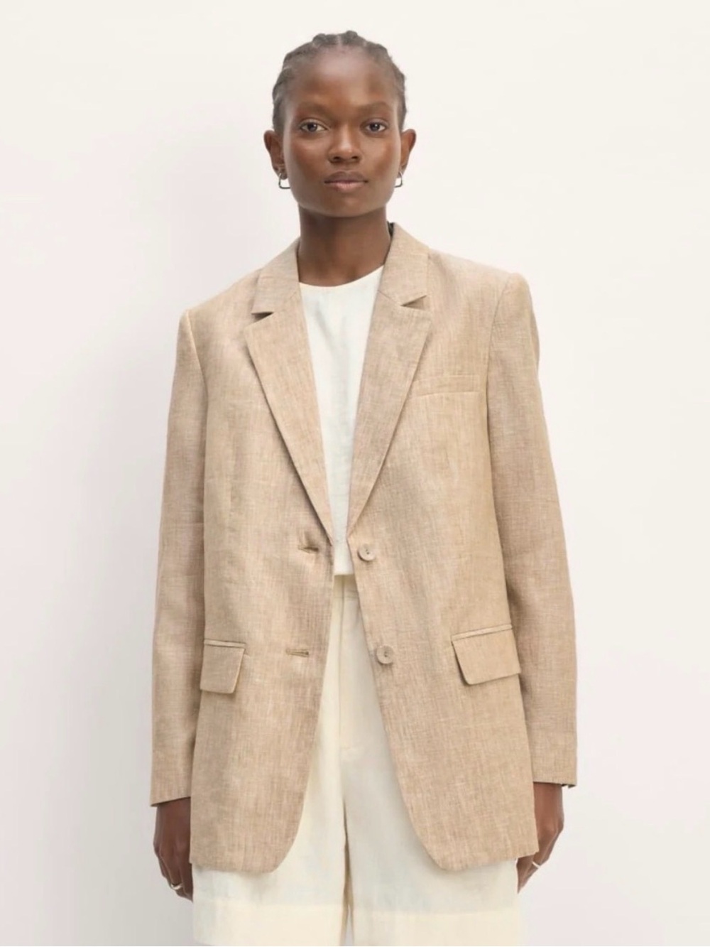 Everlane Beige Linen Tailored Blazer